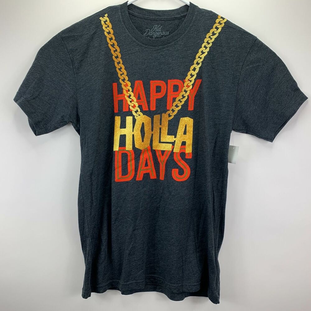 Kid Dangerous Mens Happy Holla Days Short Sleeve T-Shirt Charcoal Gray M